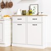 Double Tilt Out Trash Cabinet, Hidden Trash Can Cabinet with 20 Gallon Storage, Freestanding White Garbage Can Cabinet for Kitchen Dining Living Room - 2 of 4