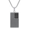Steeltime 24" Men's stainless steel and black ip american flag dog tag pendant - 2 of 4