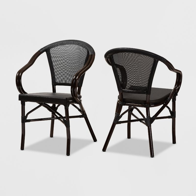 Set Of 2 Artus Indoor and Outdoor Stackable Bistro Dining Chairs - Baxton Studio, 1 of 9