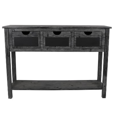 Rowan 3 Drawer Weathered Chalkboard Console Table Black - Décor Therapy