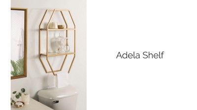 Adela White and Gold Geometric Wall Shelf