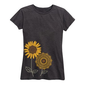 Women's - Instant Message - Decorative Sunflowers Short Sleeve Graphic T-Shirt - 1 of 4