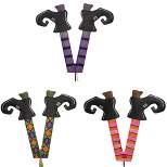 Halloween Witch Legs Multi-Color Set/3  -  Three Garden Stakes 28.75 Inches -  Boots Glitter  -  F22079  -  Metal  -  Multicolored