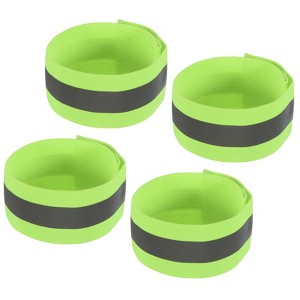Unique Bargains Reflective Bands for Arm Wrist Ankle Leg 14x1.5 Inch Strip Wide Green 4 Pack - 1 of 4