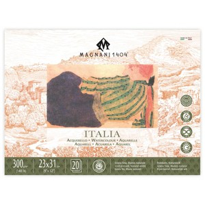 Magnani 1404 Italia Cold Press 100% Cotton Watercolor Paper Block, 20 Sheets, 140 lb, Acid-Free, UV Resistant, Vegan Sized Water Color Paper for - 1 of 4