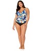 Women's Plus Riviera Floral Hidden Underwire Drape Front Tankini Swim Top - 3 of 4