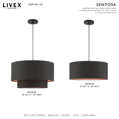 Sentosa Modern Black 3-Light Indoor/Outdoor Drum Pendant