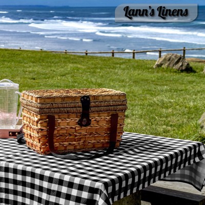 Black and White Gingham Rectangular Polyester Tablecloth