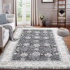 Vintage Rug Non Slip Non Shedding Washable Rug Bordered Printed Low Pile Soft Distressed Foldable Carpet for Bedroom Living Room Office Nursery - 3 of 4