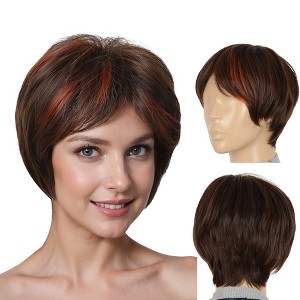 Alilang 11 Inch Short Layered Pixie Cut Wigs for Women Synthetic Layered Highlight Wigs with Bangs for Styling - 1 of 4