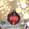 TopComfy Decorative Object Glass Christmas Ball Ornaments Artistic Glitter Accent for Holiday Tree Decor, Red, 4.7"*4.7"*4.7" - 4 of 4