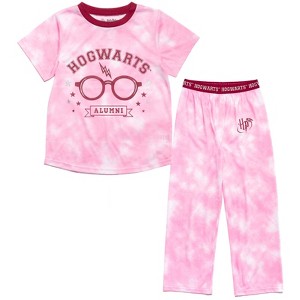 Harry Potter Slytherin Ravenclaw Pajama Shirt and Pants Sleep Set Tie Dye Blue - 1 of 4