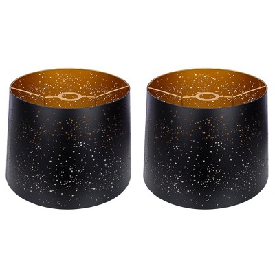 ALUCSET LLA-S2115 Starry Sky Pattern Metal Drum Lampshade with Spider/UNO  Dual Installation for Table Lamps, Floor Lights, and Chandeliers, (2 Pack)