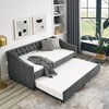 NicBex Twin Size Upholstered Tufted Button Daybed with Twin Size Trundle for Bedroom,Living Room,Apartment,Gray - 2 of 4