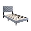 Royal Hampton Full Size Bed, Tufted Gray Velvet Upholstery, Chevron Stitch - 2 of 4