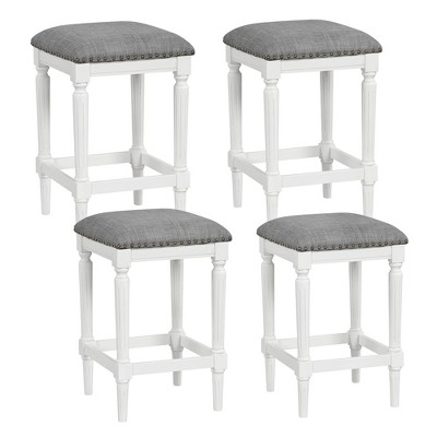 Tangkula 4PCS Upholstered 3-Height Bar Stool Versatile Kitchen Dining Stool