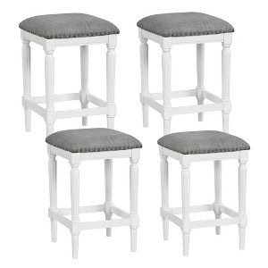 Tangkula 4PCS Upholstered 3-Height Bar Stool Versatile Kitchen Dining Stool - 1 of 4