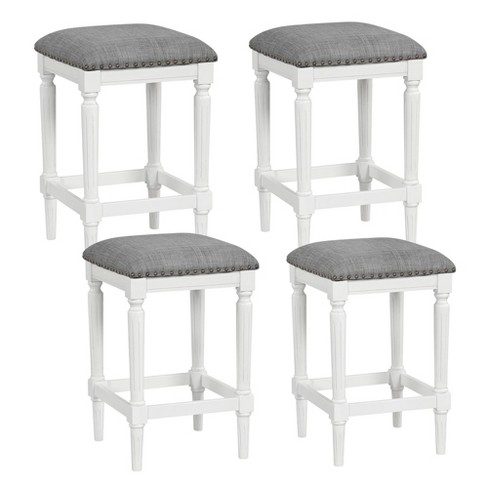 Tangkula 4PCS Upholstered 3 Height Bar Stool Versatile Kitchen Dining Stool