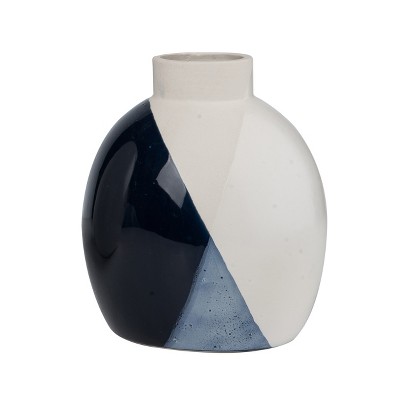 Transpac Stoneware 7 in. White Dipped Vase