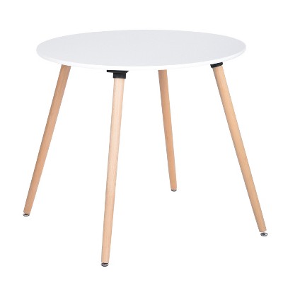 HomeRoots 32" White and Natural Wood Round Top Dining Table