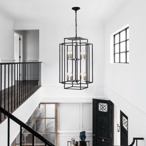 18"Chrome Geometric Pendant 8-Lights,Industrial Style Chandelier With Metal Frame,Adjustable Ceiling Light,Metal Ceiling Lighting-Maison Boucle - 1 of 4