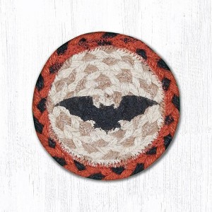 Earth Rugs Halloween Bat Printed Coaster – Farmhouse Rustic 5"x5" Drink Mat - 1 of 3