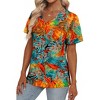 Women's Tops 2025 V Neck Short Sleeve T Shirts Trendy Dressy Vacation Outfits Printed Casual Blouse - 3 of 4