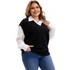 Women's Plus Size Ribbed Knit V Neck Sleeveless Solid Casual Stretch Sweater Vest - Agnes Orinda - 2 of 4