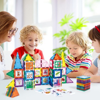 PICASSO-TILES 81 PC Race Track Theme, Magnetic Tiles, Magnetic Building Toys for Kids 3+