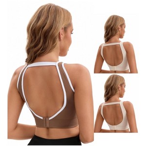 INSPIRE CHIC Women's 3 Pcs Open Back Workout Tank with Built-in Bras Contrast Color Crop Sports Vest - 1 of 4