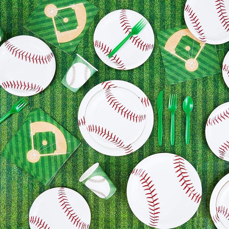 Blue Panda 80-Pack Baseball Paper Plates for Sports Theme Party, Game Day, End of Season Team Banquet, Kids Baseball Birthday Party Supplies, 9 In, 2 of 10