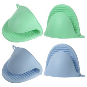 Unique Bargains Heat Resistant Kitchen Utensil Sets Silicone Oven Mitts 4 Pcs - 1 of 4