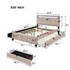 Queen Upholstered Bed with LED Frame, Twin XL Trundle, 2 Drawers - Linen Fabric Elegance - 4 of 4