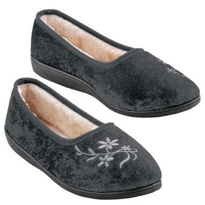 Collections Etc Fleece Lined Velvet Slippers