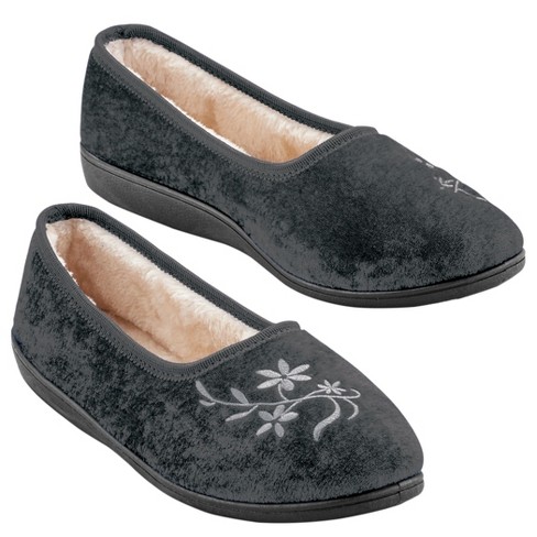 Collections Etc Fleece Lined Velvet Slippers - image 1 of 3