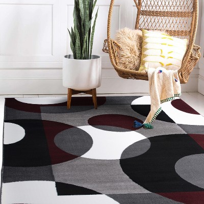 Tufted Burgundy Synthetic 5' x 7' Easy-Care Rectangular Rug