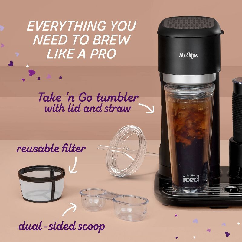 Mr. Coffee 4-in-1 Single-Serve Latte, Iced, and Hot Coffee Maker with Milk Frother and Tumbler Black, 6 of 12