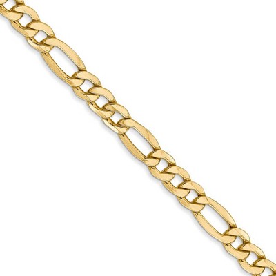 Black Bow Jewelry Men's 5.75mm, 14k Yellow Gold, Hollow Figaro Chain Necklace