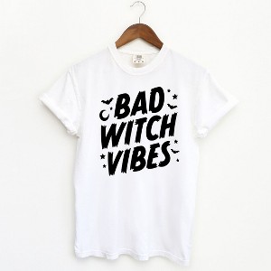 Simply Sage Market Women's Bad Witch Vibes Moon Short Sleeve Garment Dyed Tee - 1 of 2
