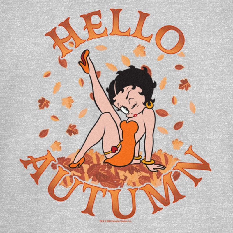 Juniors Womens Betty Boop Hello Autumn T-Shirt, 2 of 5