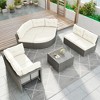 Patio Seating Set with Cushions and Glass Coffee Table, Outdoor Patio Sectional Sofa Set for Backyard, Garden, Deck or Lounge Area-Maison Boucle - 3 of 4
