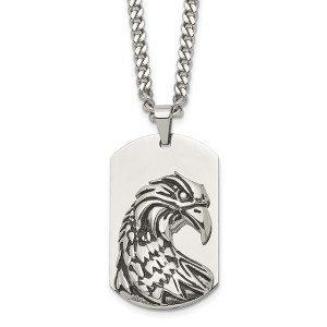 Black Bow Jewelry Mens Stainless Steel Antiqued & Polished Eagle Dog Tag Necklace, 22 In - 1 of 4