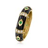 Ross-Simons 0.30 ct. t.w. White Topaz Evil Eye Ring With Emerald Accents and Black Enamel in 18kt Gold Over Sterling - 3 of 4