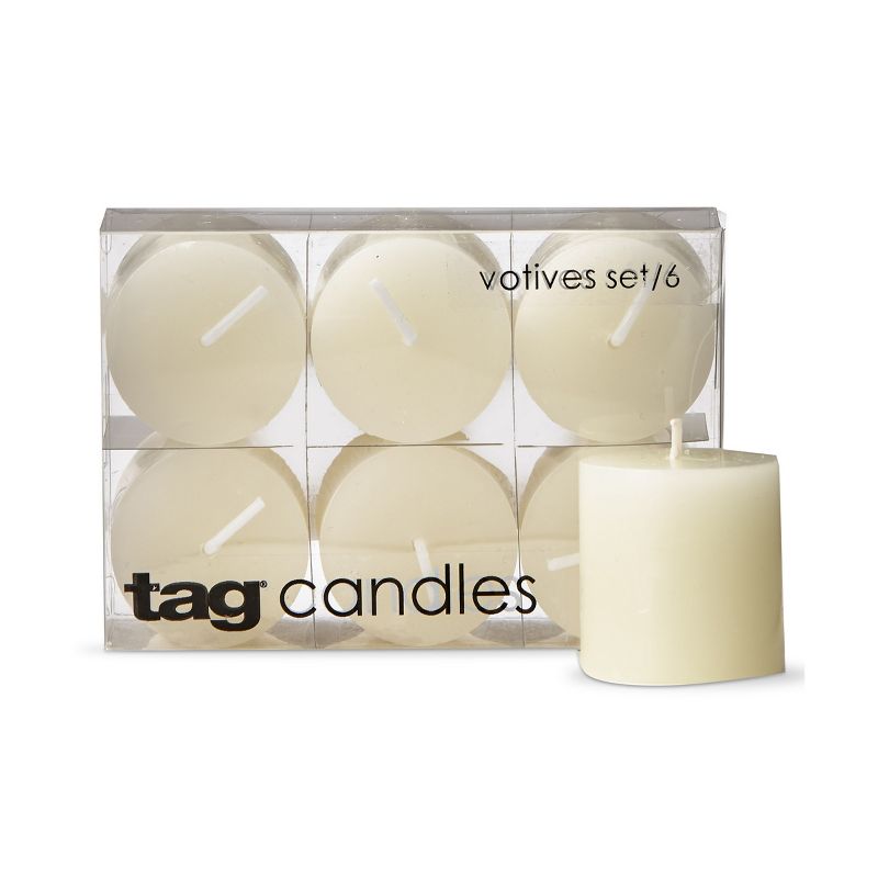 TAG Chapel Basic Votive Unscented Paraffin Wax Candles Set Of 6, Burn Time 5 hours, 1 of 6
