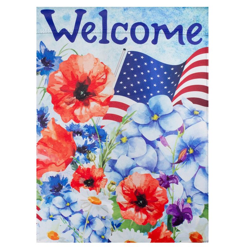 Northlight Blooming Flowers "Welcome" Patriotic Outdoor Garden Flag - 18" x 12.5", 2 of 5