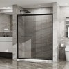 MAYEERTY Double Sliding Glass Shower Door Aluminum Framed Shower Enclosure with Clear Tempered Glass, Stainless Steel Hardware, Black - 2 of 4