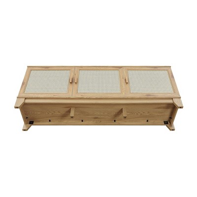 Sheridan Natural Cane and Wood TV Stand with Cabinets