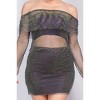Slickblue Women's Sheer Off-Shoulder Crop Top, Shirred Fishnet Design, Festival Style, Black/Grey & Silver/Tan, Size S-L - 4 of 4