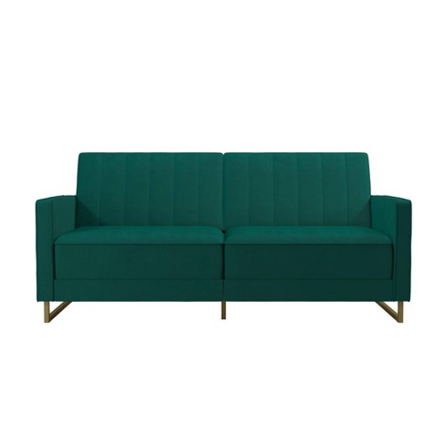 Skylar Coil Futon Modern Sofa Bed And Couch Green Velvet - Novogratz ...