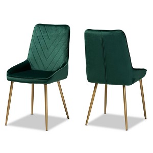 2pc Priscilla Velvet Fabric Upholstered Metal Dining Chair Set - Baxton Studio - 1 of 4